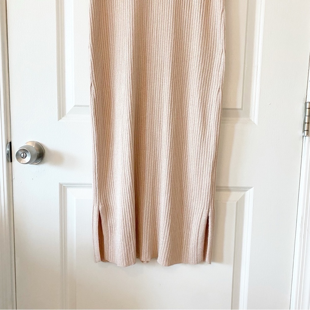 ANTHROPOLOGIE Opal Shimmer Ribbed Short Sleeve Midi Dress - Picture 9 of 13